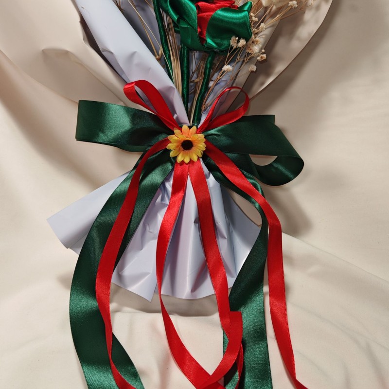 Bouquet 3 rose e un girasole