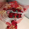 Set composto da Corona dAlloro Modello 4 e Boquet da 7 rose in tessuto